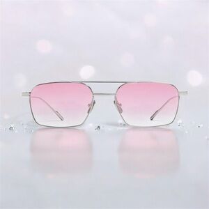 🆕Gentle Monster Rave 02 Aviator Sunglasses Pink Lenses+Silver Titanium Frame OS